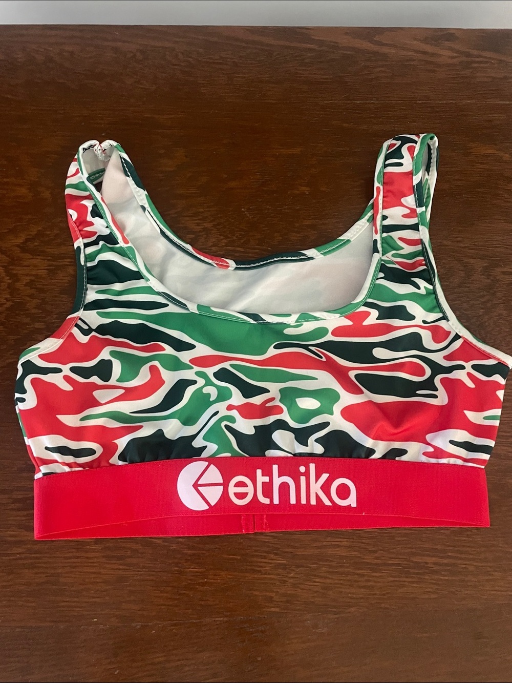 ethika Red, Green & Black Camo Sports Bra small